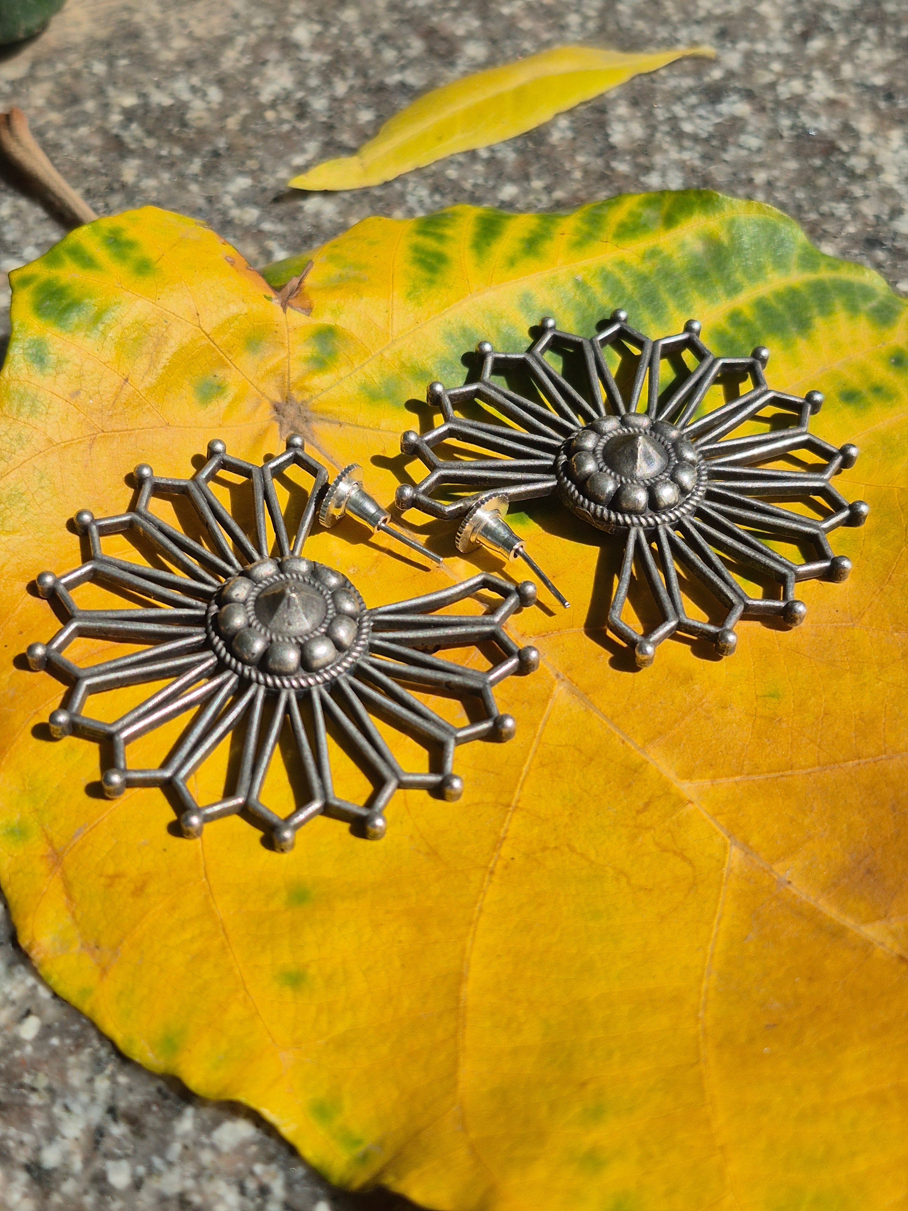 Antique Silver Sunburst Earrings