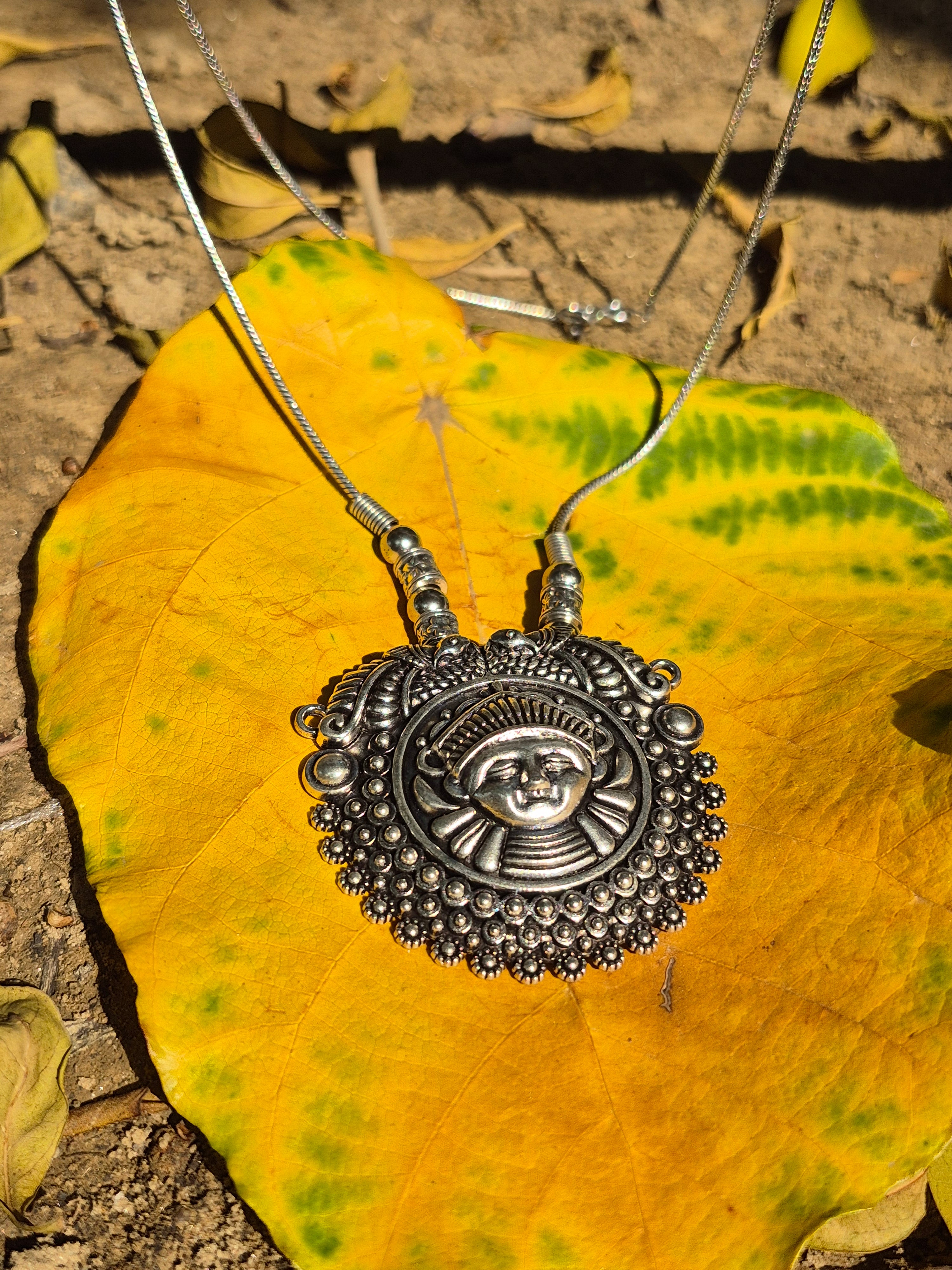 Antique Silver Replica Devi Face Pendant