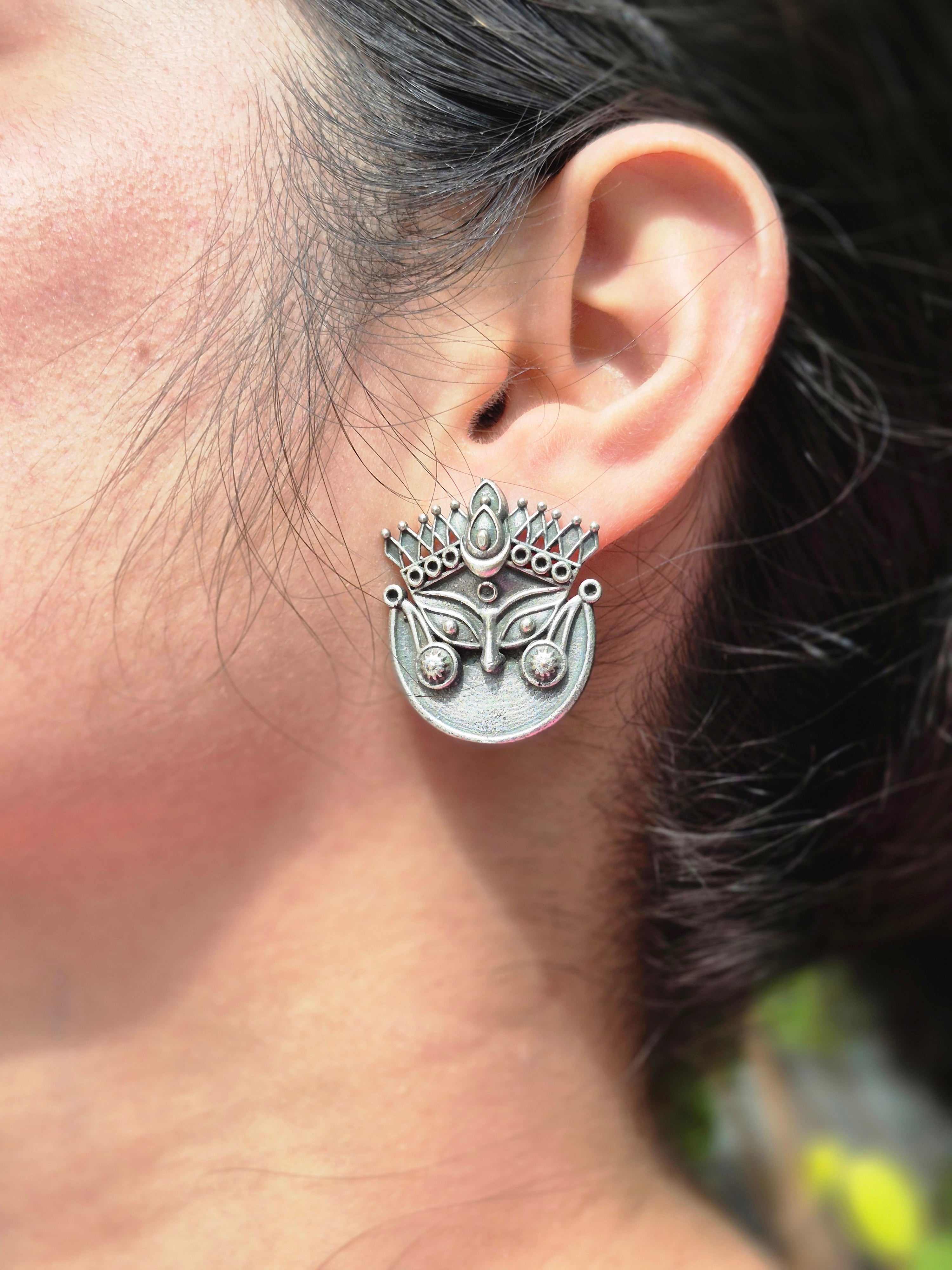 Divine Durga Face Earrings