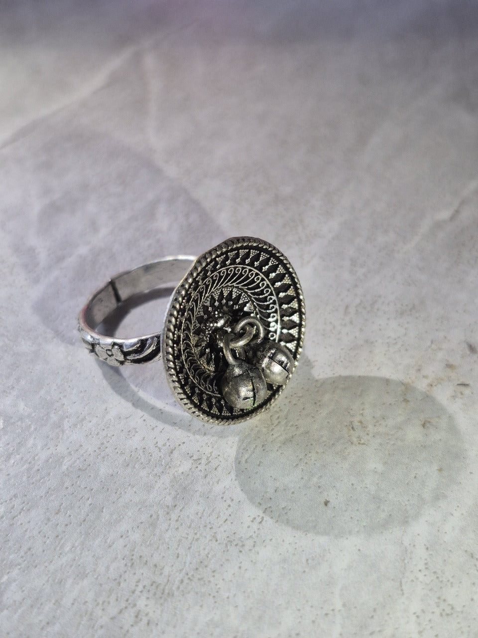 Ghungroo Grace – Oxidized silver Tribal Ring