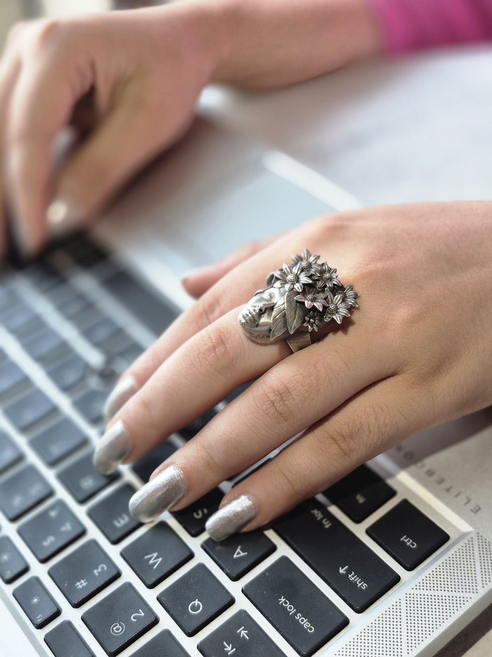 Floral Cluster Silver Ring