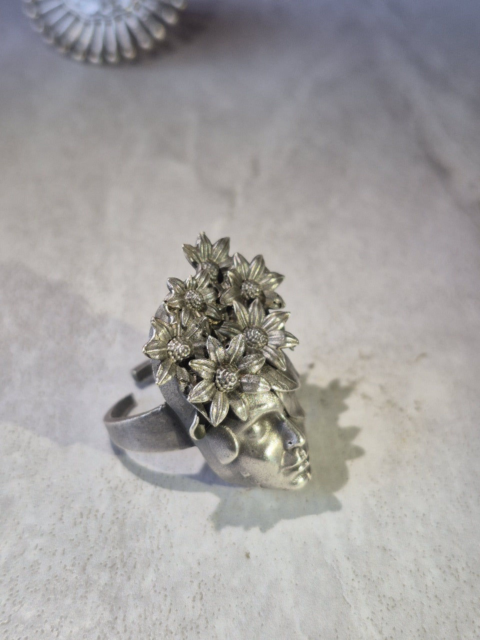 Floral Cluster Silver Ring