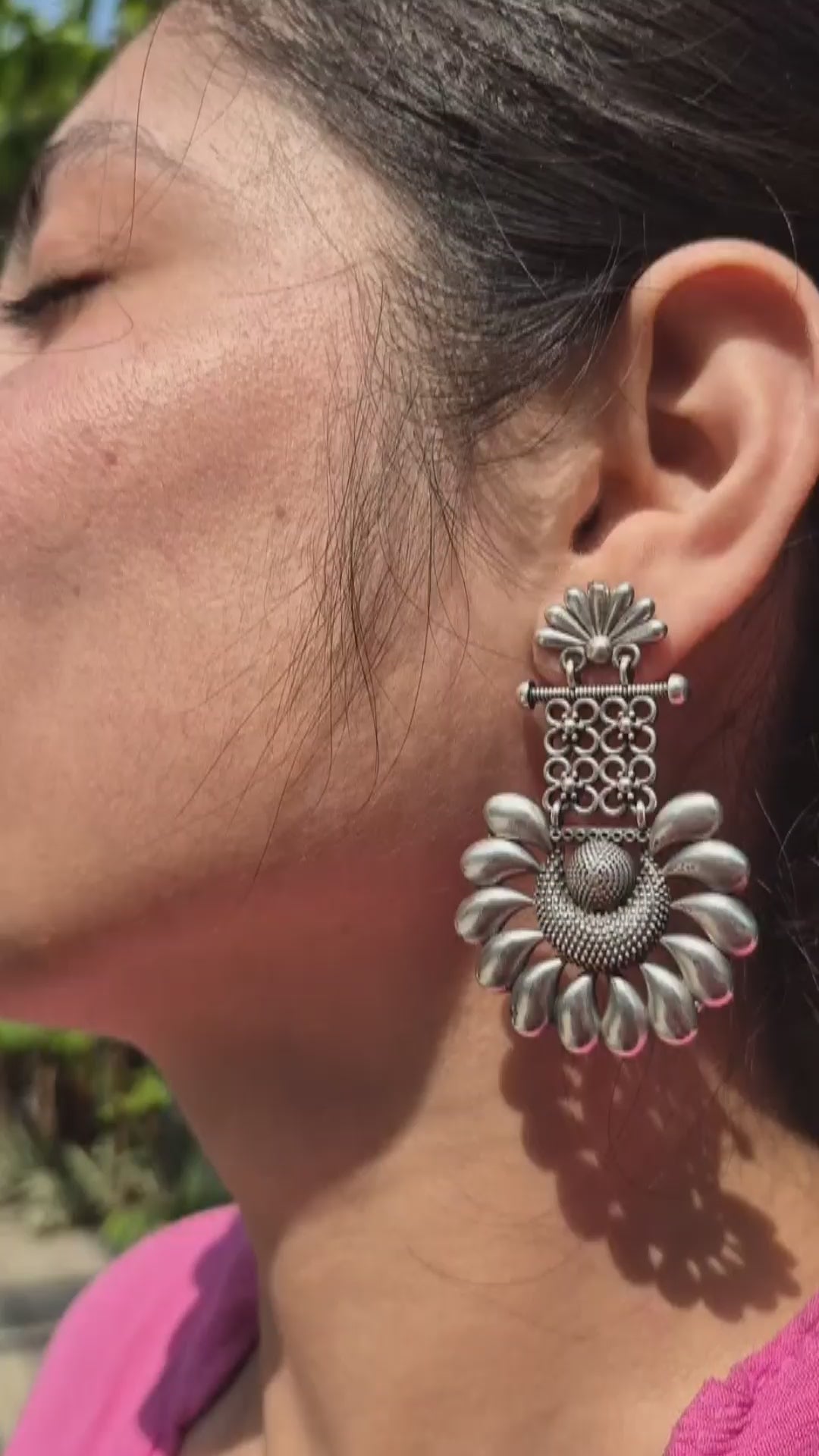 Vintage Silver Floral Dangle Earrings