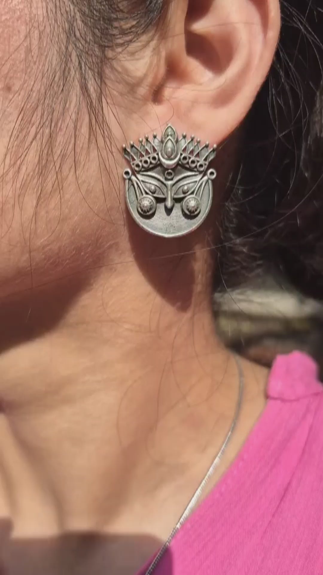 Antique Silver Replica Devi Face Pendant