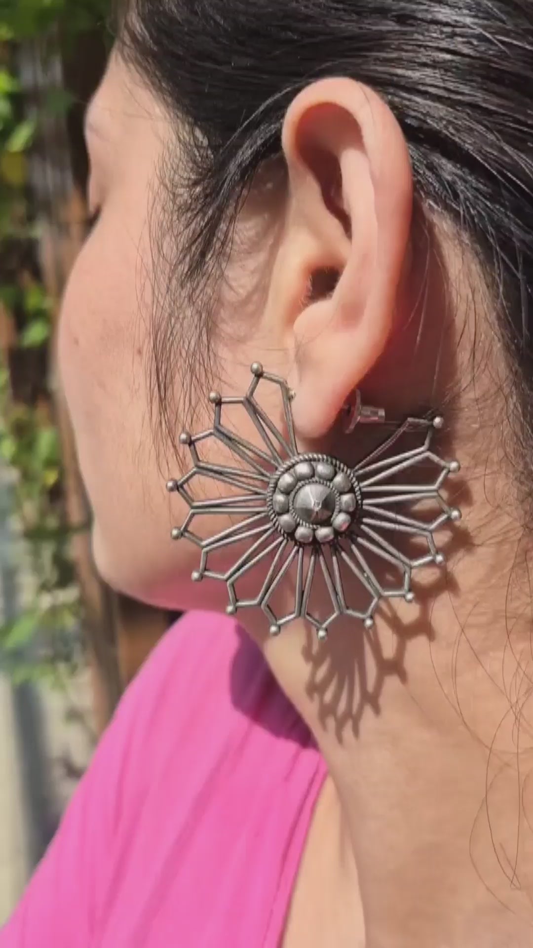Antique Silver Sunburst Earrings